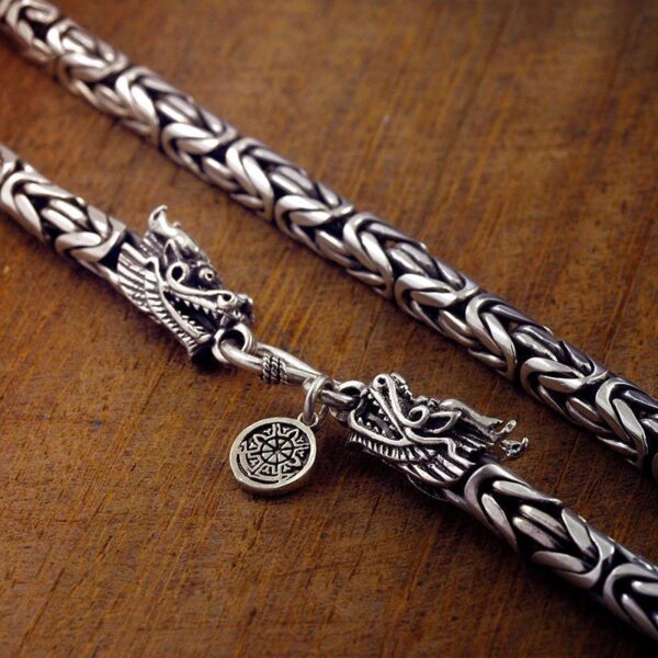 Vintage Distressed Dragon Head Silver-Plated Necklace for Men - Hip-Hop Dragon Bone Chain